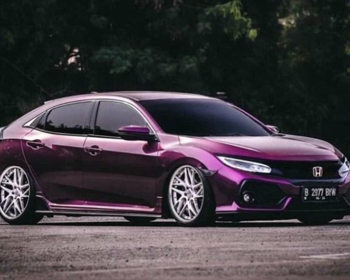 Purple Honda Civic bagged be beautiful enough to feast the eyes