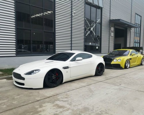 White Aston Martin Bagged Slouch Effect